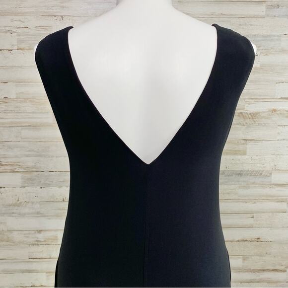 L'Agence Crepe Shift Dress Womens Size 8 Black Pockets V-Neck & Back Side Slits - Picture 12 of 14